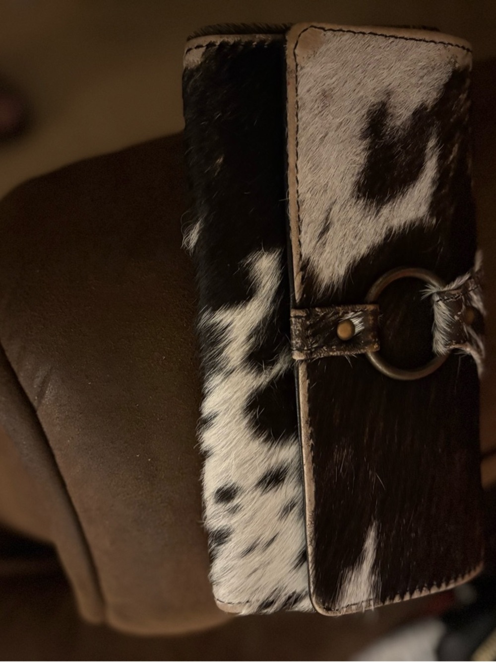 Myra Bag Black and White Hair-on-Hide Wallet